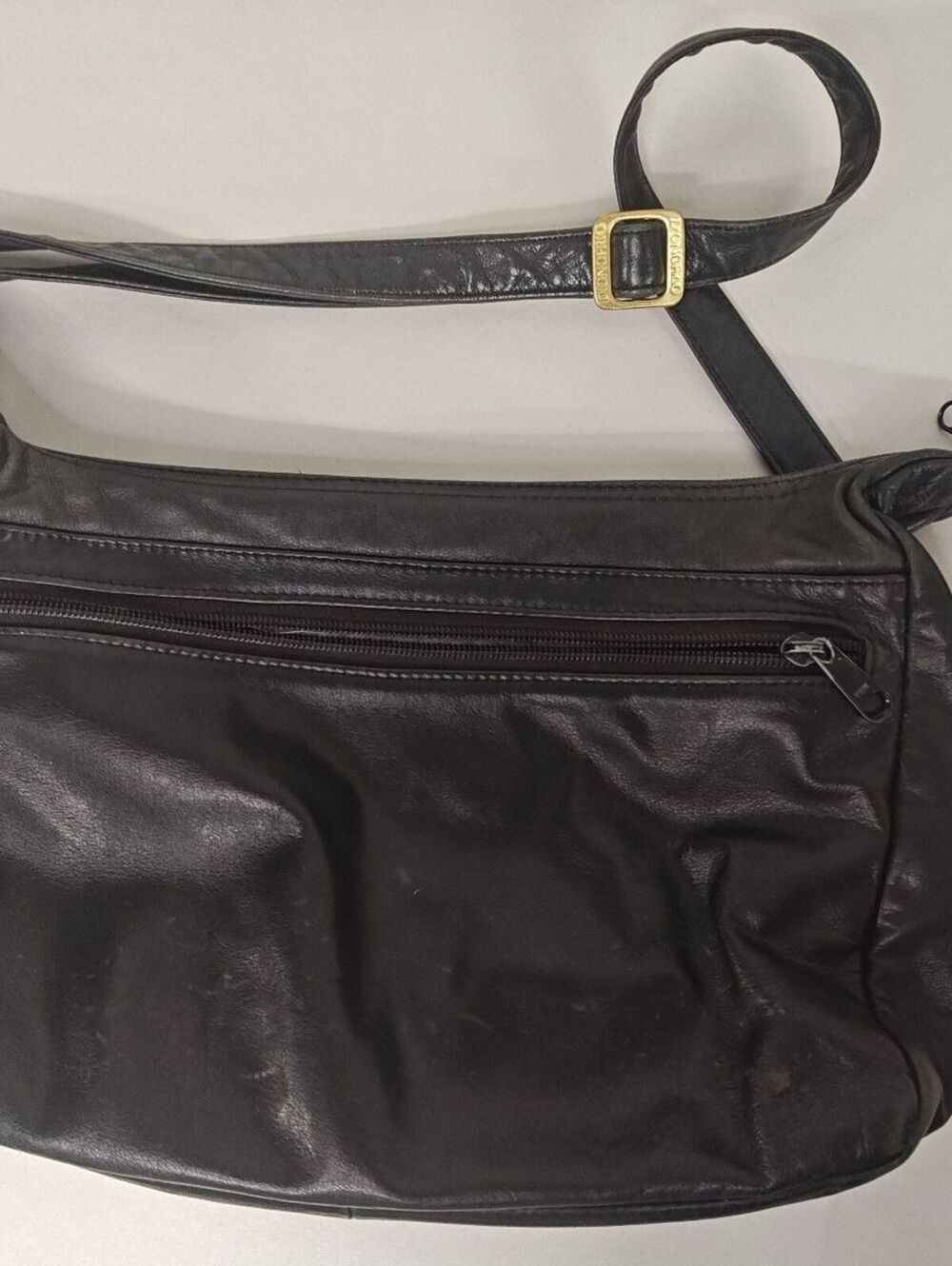 Vintage D'Onofrio Black Leather Shoulder Bag Handmade USA Danbury CT Hobo Purse